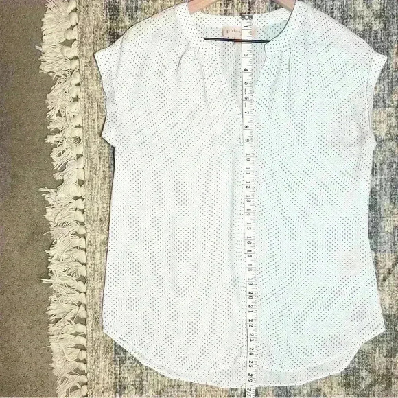 Philosophy Women’s Sheer Black and White Polka Dot Blouse Size XSmall - Picture 7 of 11